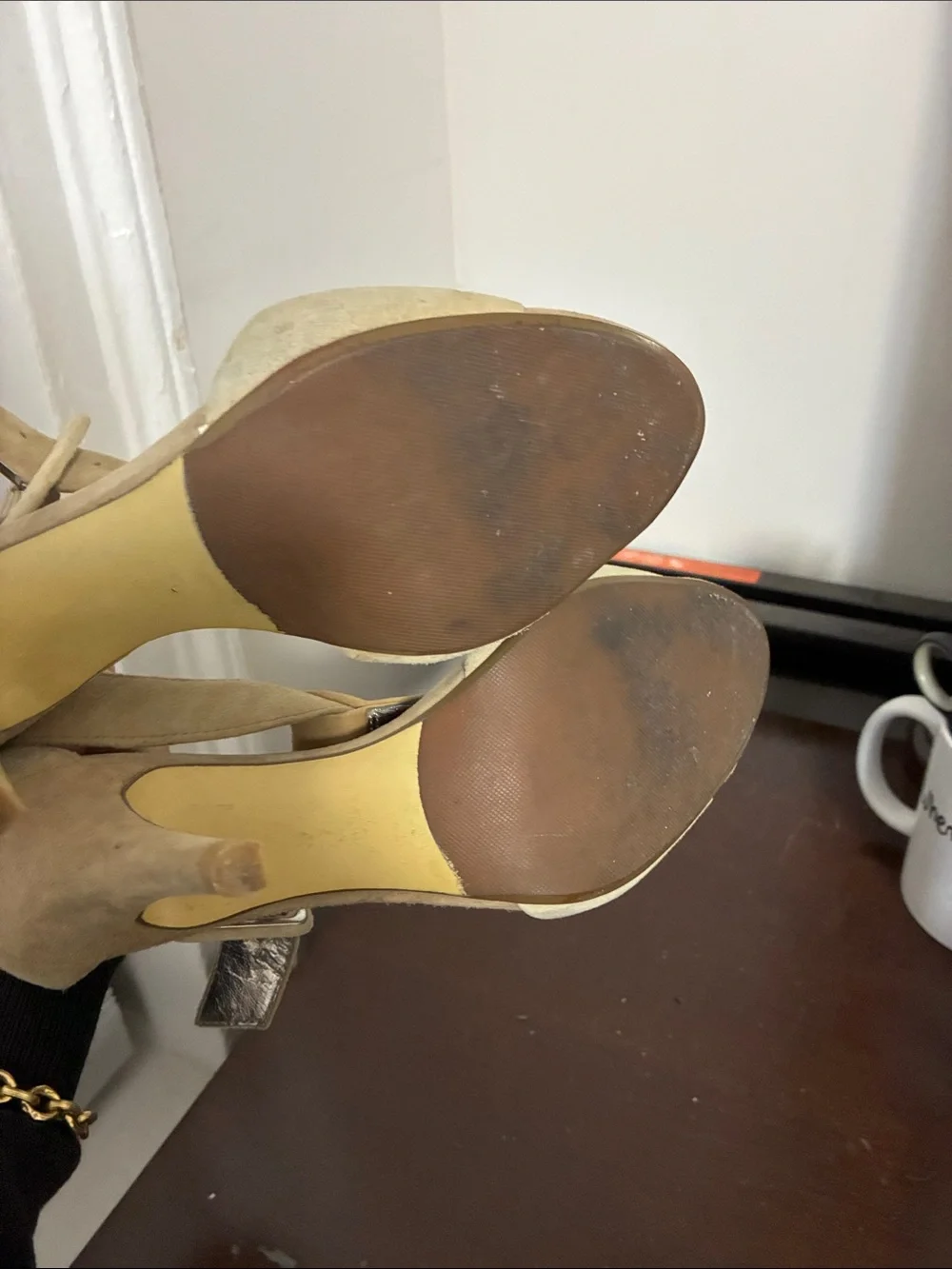 Alfani Tan Suede T-Strap Block Heel Sandals